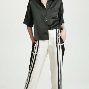 THEORY Hans Black White Stripe Silk Pants Size 4